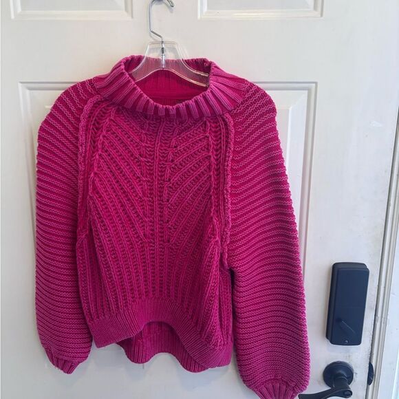 Free People Vibrant Pink Chinky Knit Sweater - Picture 4 of 5